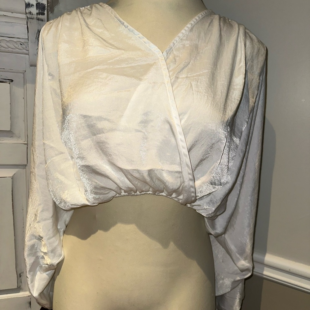 Dress Up Elegant Cream Wrap Blouse